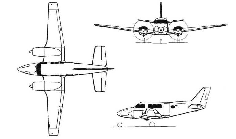 BEECH 80 Queen Air BEECH 80 Zamir EXCALIBUR Queenaire 800 (80) EXCALIBUR Queenaire 8800 SWEARINGEN 800 (80) BE80 3D view