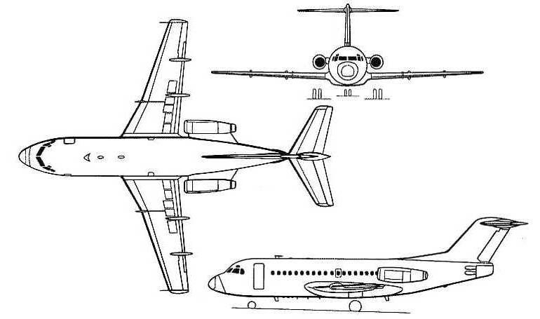FOKKER F-28 Fellowship F28 3D view