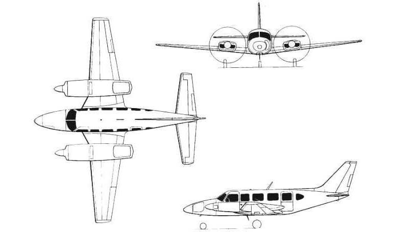 NEIVA NE-821 Caraja PIPER PA-31T3-500 T-1040 SCHAFER Comanchero 500 PAT4 3D view