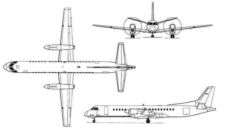 SAAB 2000 SB20 3D view
